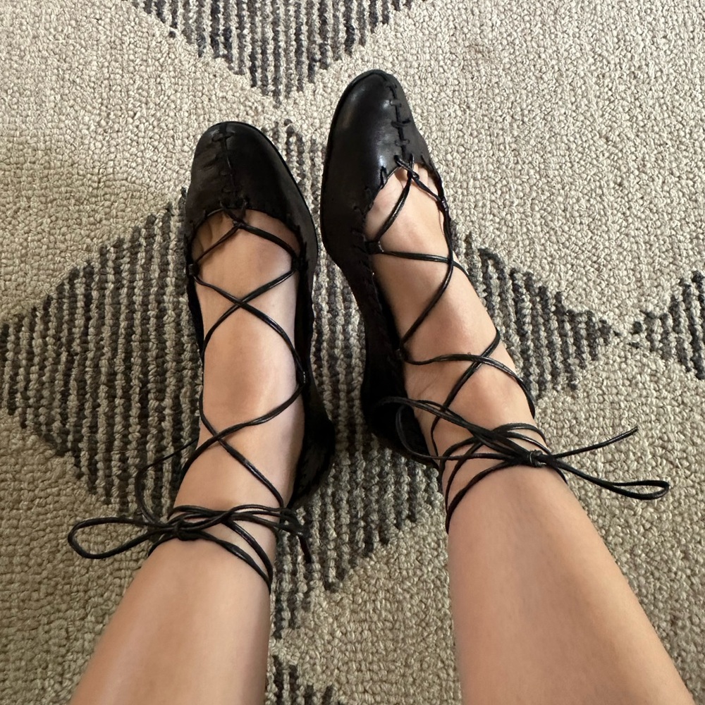 Louboutin Lace-Up Ballet Flats
